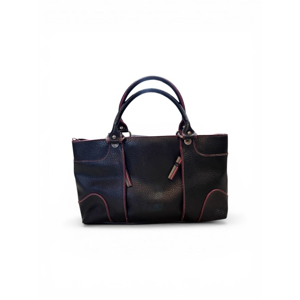 Tommy Hilfiger Black Bag Purse Handbag Ribbon Details Faux Pebbled Leather